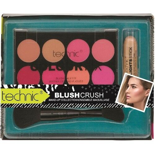 Technic Colour Fix Blush Powder Rouge Palette and Highlighting Stick + Brush (89