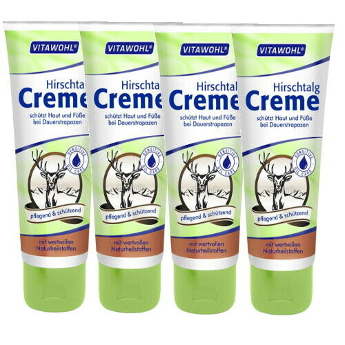Vitawohl Hirschtalg Creme Schützt Haut und Füße bei Dauerstrapazen 100ml 4er P.