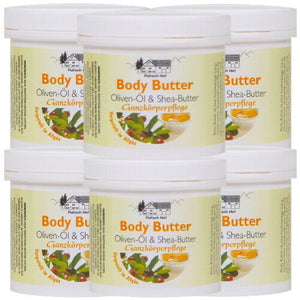 Body Butter Ganzkörperpflege Creme Oliven-Öl Shea-Butter Pullach Hof 250ml 6er Pack