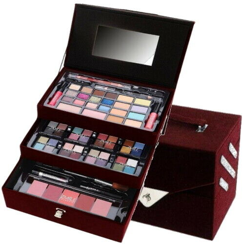 Edle Samt Beauty Case Kosmetik koffer Make-up Schmink SET 75 teilig NEU (e04)