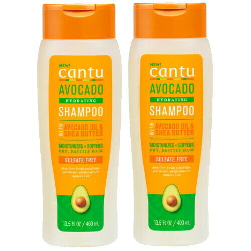 Cantu Avocado Öl Shea Butter Hydrating Sulfatfreies Pflege Shampoo 400ml 2er P.