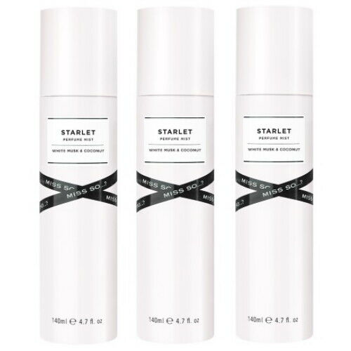 MISS SO...? STARLET White Musk &amp; Coconut Body Mist Perfume Spray 140 ml pack of 3