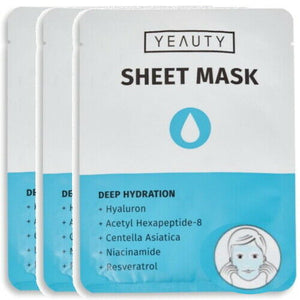 YEAUTY Deep Hydration Face Sheet Mask Gesichtsmaske Hyaluron sofort effekt 3er P