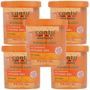 Cantu Shea Butter & Honig Anti-Shedding Lockiges Haar Styling Gel 524g 5er Pack