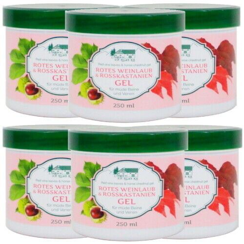 Rotes Weinlaub Rosskastanien Gel - Balsam Bein Venen Salbe Pullach Hof 250ml 6x