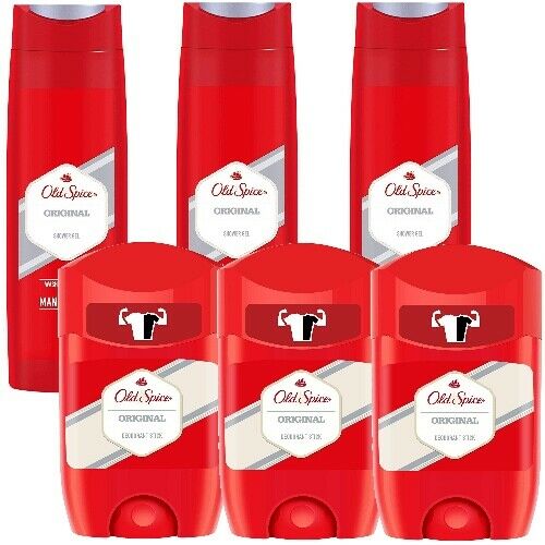 Old Spice Original Deodorant Deostick & Showergel - Duschgel 6er SET