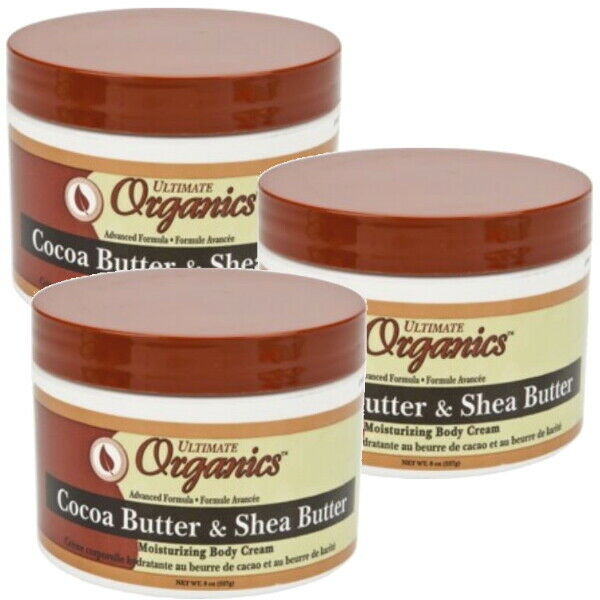 Ultimate Organics Kakao Butter und Sheabutter Feuchtigkeits Körpercreme 237ml 3x