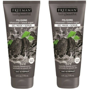 Freeman Charcoal Kohle+Scrub Gel Mask Peeling Maske Groß 175ml 2er P.