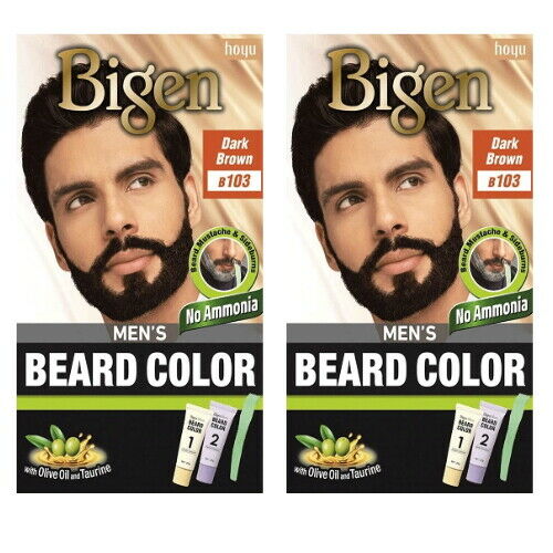 BIGEN Men's Beard Colour Bart & Schnurrbart Creme Farbe Dunkel Braun B103 2er P.