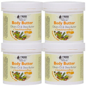 Body Butter Ganzkörperpflege Creme Oliven-Öl Shea-Butter Pullach Hof 250ml 4er Pack