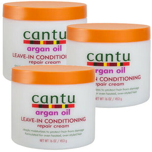 Cantu ARGAN ÖL Leave In Conditioning Repair Cream Anti-Haarbruch 453g 3er Pack
