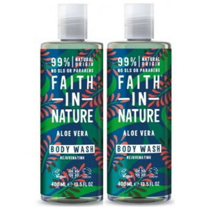 Faith in Nature Aloe Vera Body Wash VEGAN Parabenfrei pH-Neutral 400ml 2er Pack