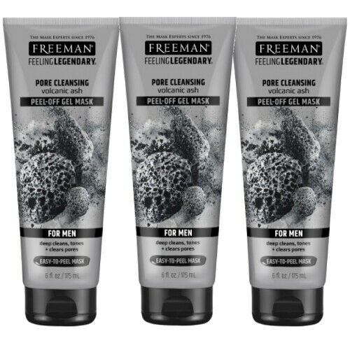 Freeman Männer Vulkanasche Pore Cleansing Peel-Off Gel Maske Große Tube 175ml 3x