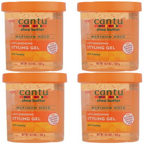 Cantu Shea Butter & Honig Anti-Shedding Lockiges Haar Styling Gel 524g 4er Pack