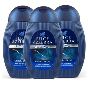 Felce Azzurra UOMO COOL BLUE Men Showergel Duschgel & Shampoo PAGLIERI 3er Pack