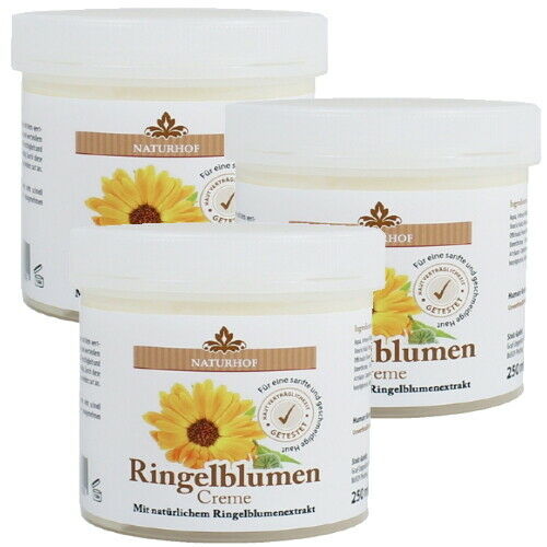 Ringelblumen Creme Balsam Naturhof Hautpflege Handcreme Lippencreme 250ml 3er P.