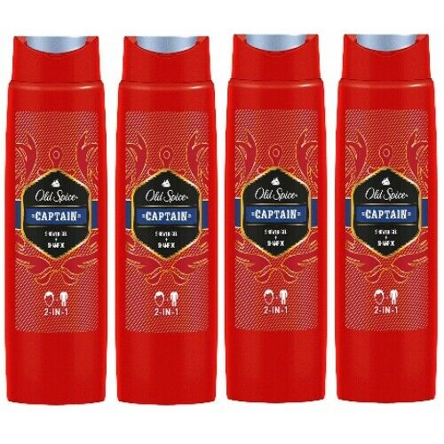Old Spice CAPTAIN 2in1 Shampoo und Shower Gel / Duschgel 250ml 4er Pack