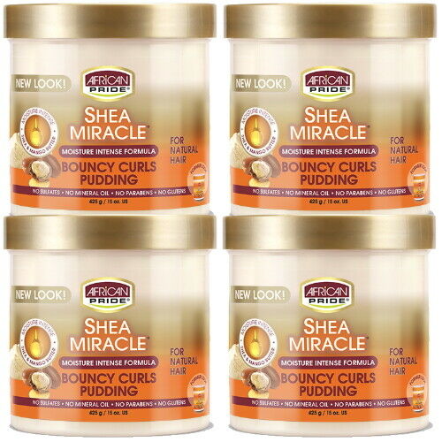 African Pride Shea Butter Miracle Moisture Intense Bouncy Curls Pudding 425g 4x