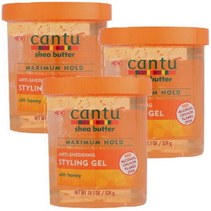 Cantu Shea Butter & Honig Anti-Shedding Lockiges Haar Styling Gel 524g 3er Pack