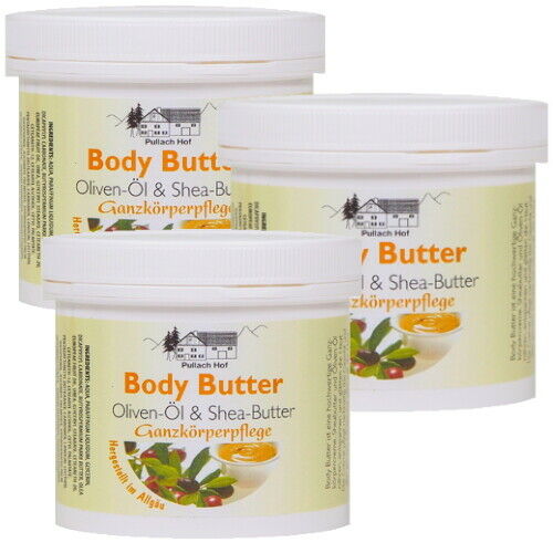 Body Butter Ganzkörperpflege Creme Oliven-Öl Shea-Butter Pullach Hof 250ml 3er Pack