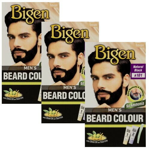 BIGEN Men's Beard Colour Bart & Schnurrbart Creme Farbe Natur Schwarz B101 3er P