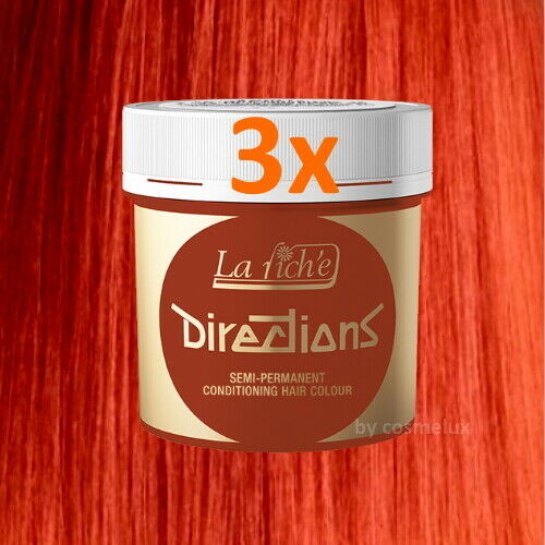 LaRiche Directions Haarfarbe FLAME Direktziehende Haartönung 88ml 3er Pack