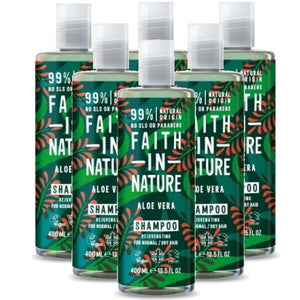 Faith in Nature Aloe Vera Shampoo VEGAN Parabenfrei pH-Neutral 400ml 6er Pack
