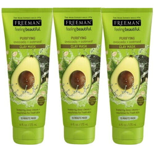 Freeman Prufiying Clay Mask Avocado Oatmeal Reinigungs Maske Große Tube 175ml 3x