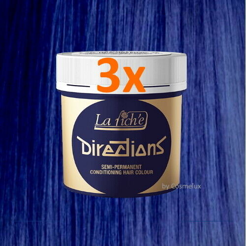 LaRiche Directions Haarfarbe neon blue Direktziehende Haartönung 88ml 3er Pack