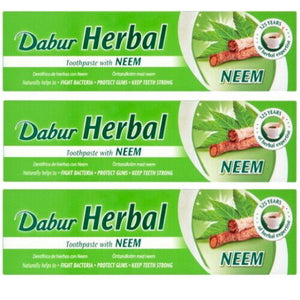 Dabur Herbal Kräuter NEEM Zahnpasta mit Neemextrakt Toothpaste 155g 3er Pack