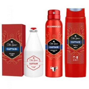 Old Spice CAPTAIN After Shave + Deodorant Spray + 2in1 Shampoo-Duschgel 3er SET