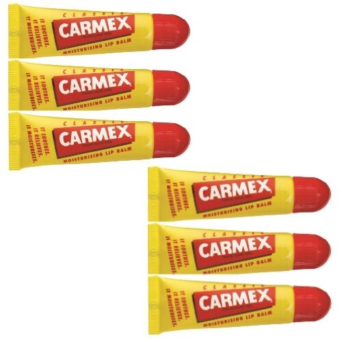 Pack of 6 Carmex Classic Lip Balm Original TUBE Lip Balm 10g