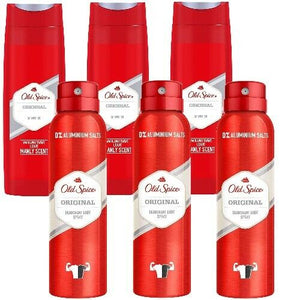 Old Spice Original Deodorant Deo Body Spray & Showergel - Duschgel 6er SET