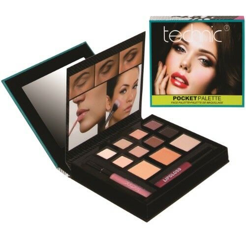 Technic FACE Nude Make-up Palette Eye Shadow +Highlighting Creme 13 teilig