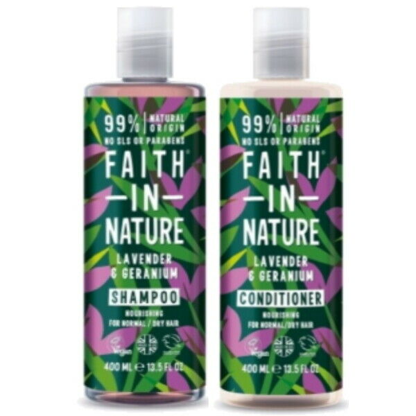 Faith in Nature Lavender & Geranium Shampoo + Conditioner  VEGAN 400ml 2er SET