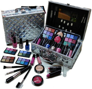 Super Kosmetik Make-up ALU Koffer mit Reliefmuster Schminkkoffer 42 tlg.(e41)