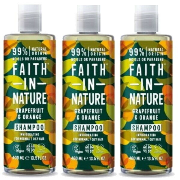 Faith in Nature Grapefruit & Orange Shampoo VEGAN Parabenfrei 400ml 3er Pack