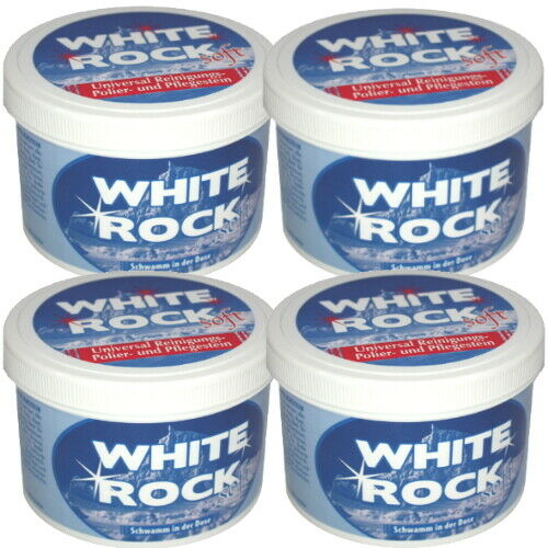 WhiteRock Weißer Polierstein Putzstein Reinigungspolierstein mit Schwamm 400g 4x