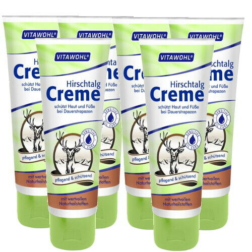 Vitawohl Hirschtalg Creme Schützt Haut und Füße bei Dauerstrapazen 100ml 6er P.