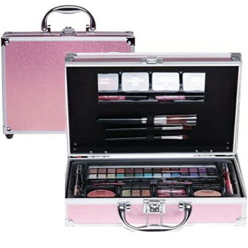 Super Shiny Pink Kosmetik Make-up ALU Koffer Schminkkoffer 46 tlg gefüllt(e343)