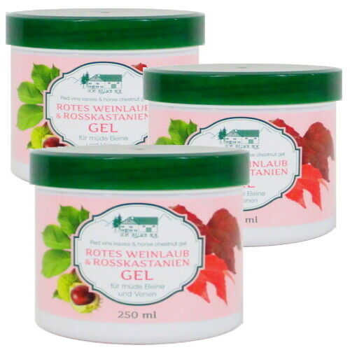 Rotes Weinlaub Rosskastanien Gel - Balsam Bein Venen Salbe Pullach Hof 250ml 3x