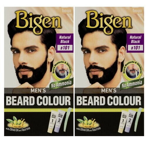 BIGEN Men's Beard Colour Bart & Schnurrbart Creme Farbe Natur Schwarz B101 2er P