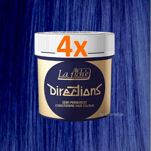 LaRiche Directions Haarfarbe neon blue Direktziehende Haartönung 88ml 4er Pack