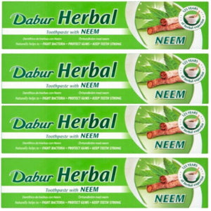 Dabur Herbal Kräuter NEEM Zahnpasta mit Neemextrakt Toothpaste 155g 4er Pack