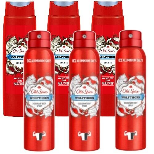 Old Spice WOLFTHORN Deodorant Bodyspray & Showergel Duschgel 6er SET