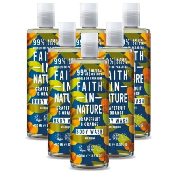 Faith in Nature Grapefruit & Orange Body Wash VEGAN Parabenfrei 400ml 6er Pack