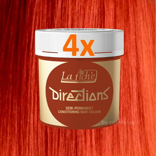 LaRiche Directions Haarfarbe FLAME Direktziehende Haartönung 88ml 4er Pack