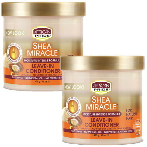 African Pride Shea Butter Moisture Intense Miracle Leave in Conditioner 425g 2x