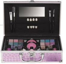 Load image into Gallery viewer, Super Kosmetik Make-up ALU Koffer Krokomuster Pink Schminkkoffer 42 teilig(e67)
