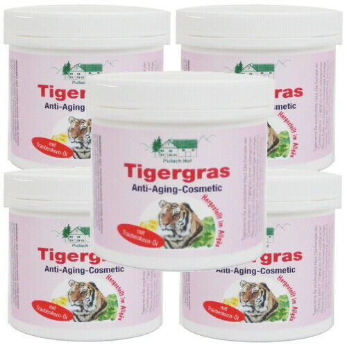 Tigergrass Anti-Aging Cream from Pullach Hof 250ml Moisturizing Day Cream 5 Pack